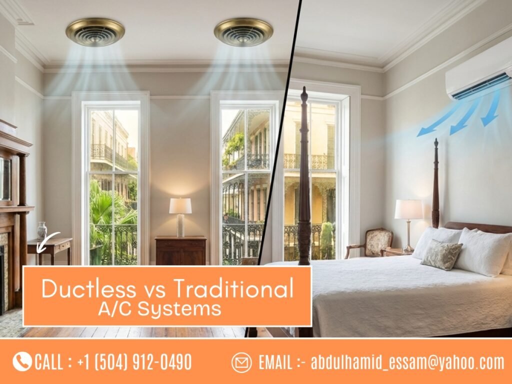 Ductless vs traditional AC systems comparison for New Orleans homes