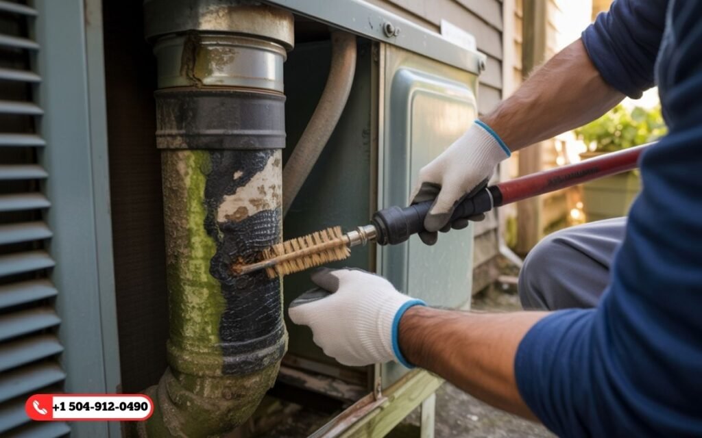 Zees AirConditioning technician repairing leaking AC unit