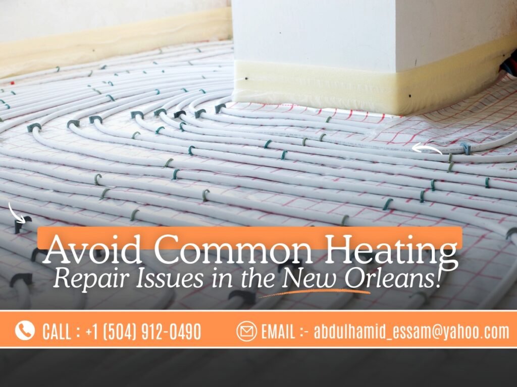 HVAC technician inspecting a heating system in a New Orleans Metro home