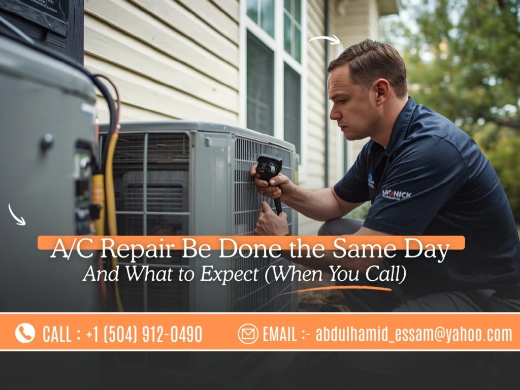 Same-day AC repair service by a professional technician in New Orleans