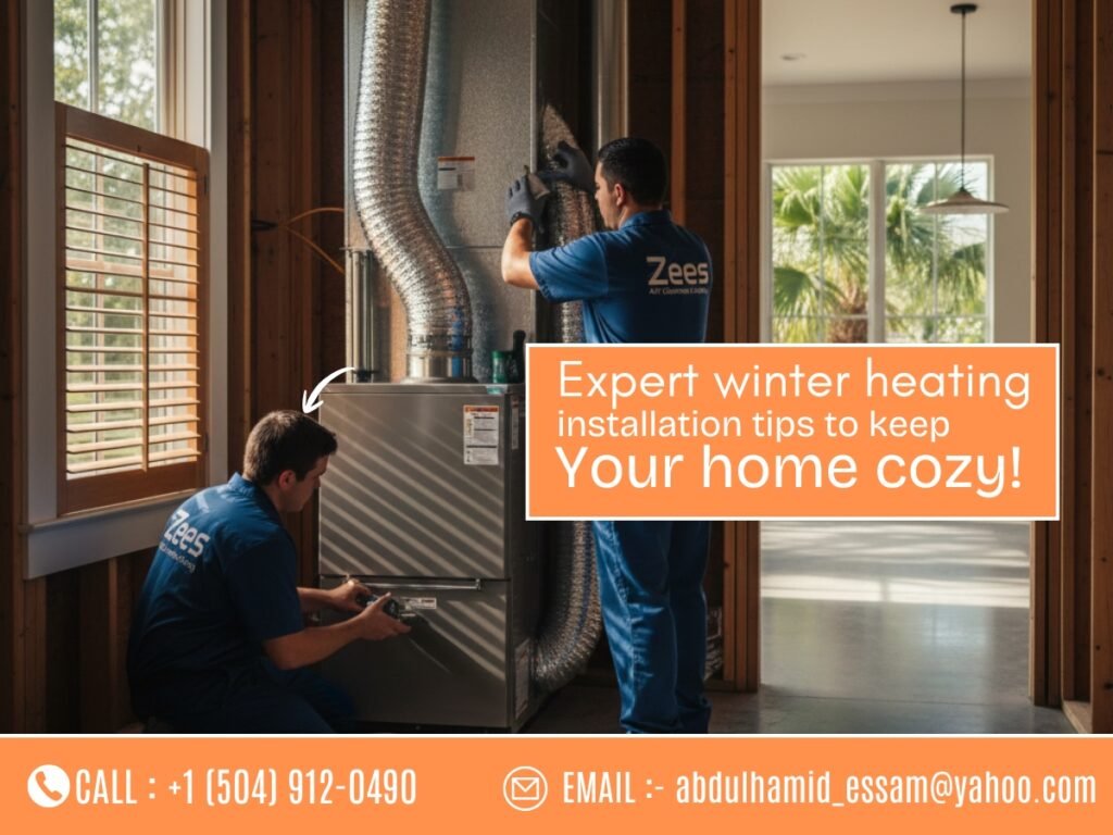 Winter heating system installation by Zees Air Conditioning & Heating in New Orleans