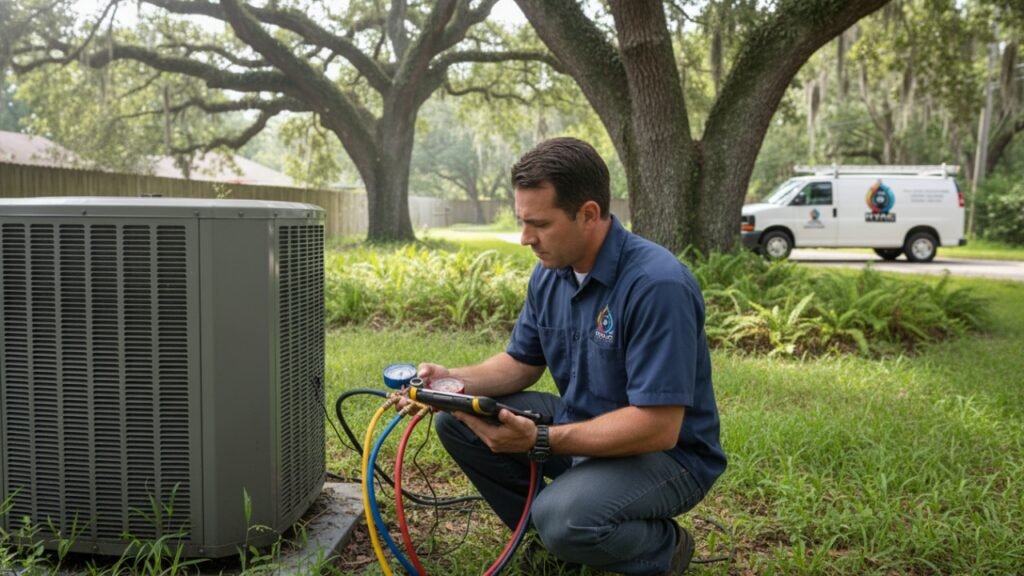 AC check-up by heating and air conditioning pros in New Orleans.