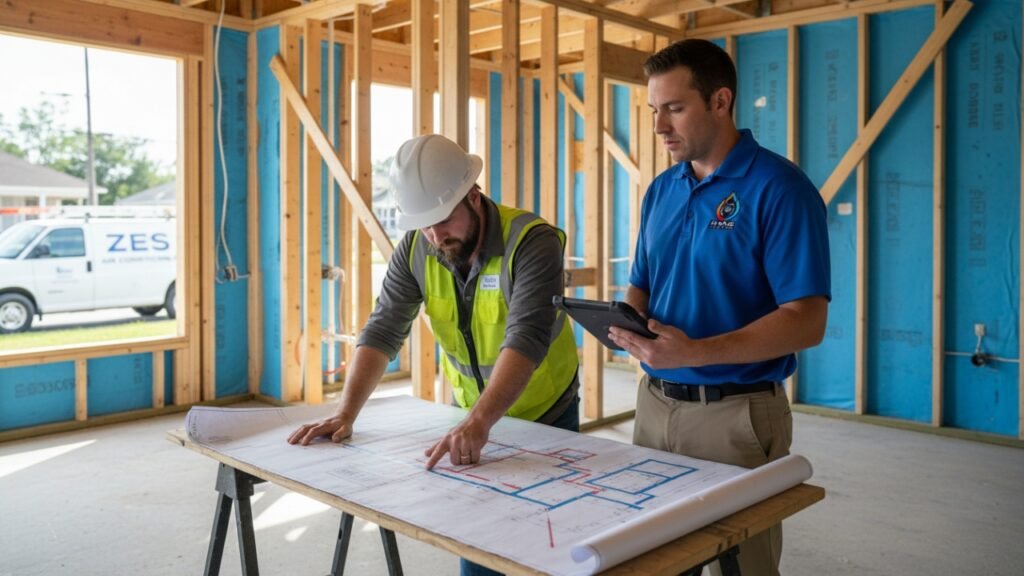 Ductwork design for new home construction in New Orleans by Zees AC.