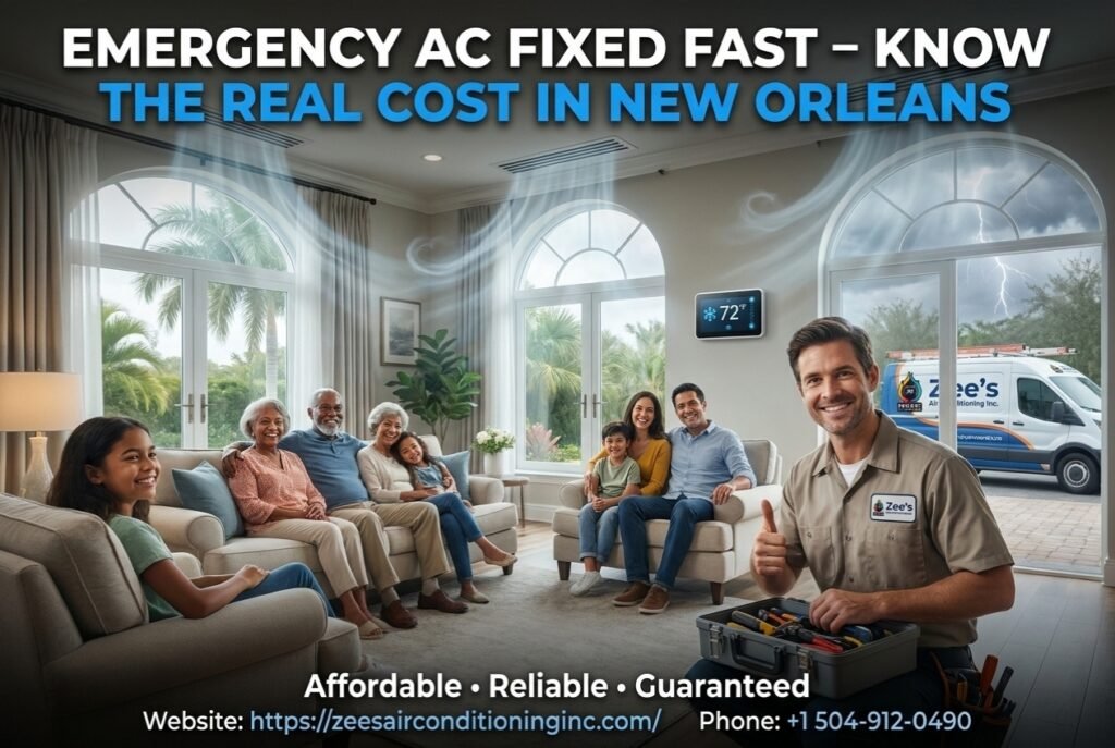 Happy New Orleans family after emergency AC repair service