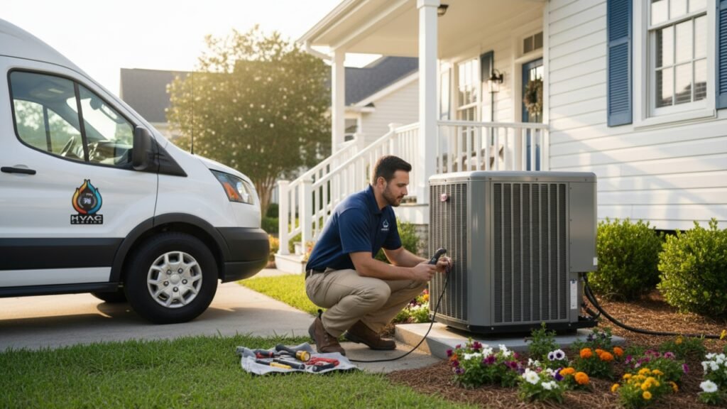 Professional HVAC technician conducting pre-summer inspection in Gretna LA