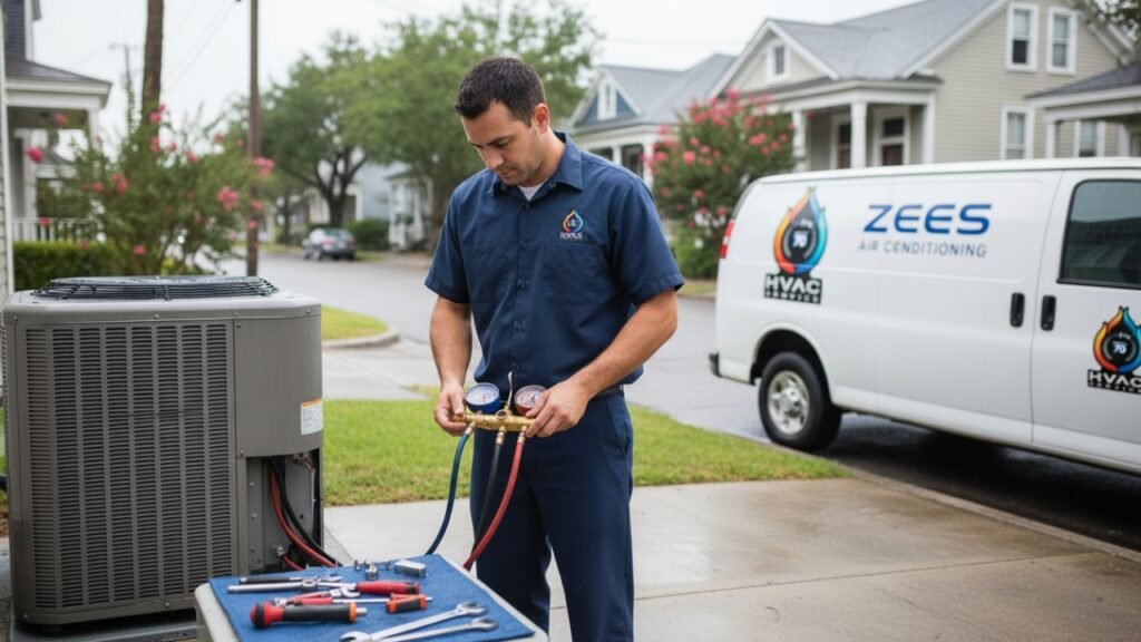 Prompt HVAC service New Orleans arrival in Gretna neighborhood.