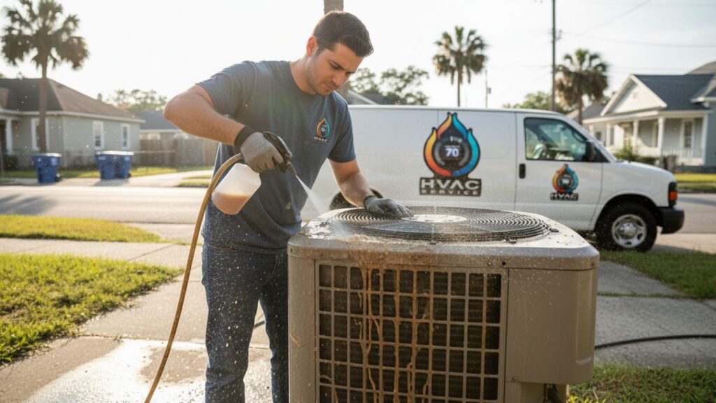 Technician testing AC airflow New Orleans