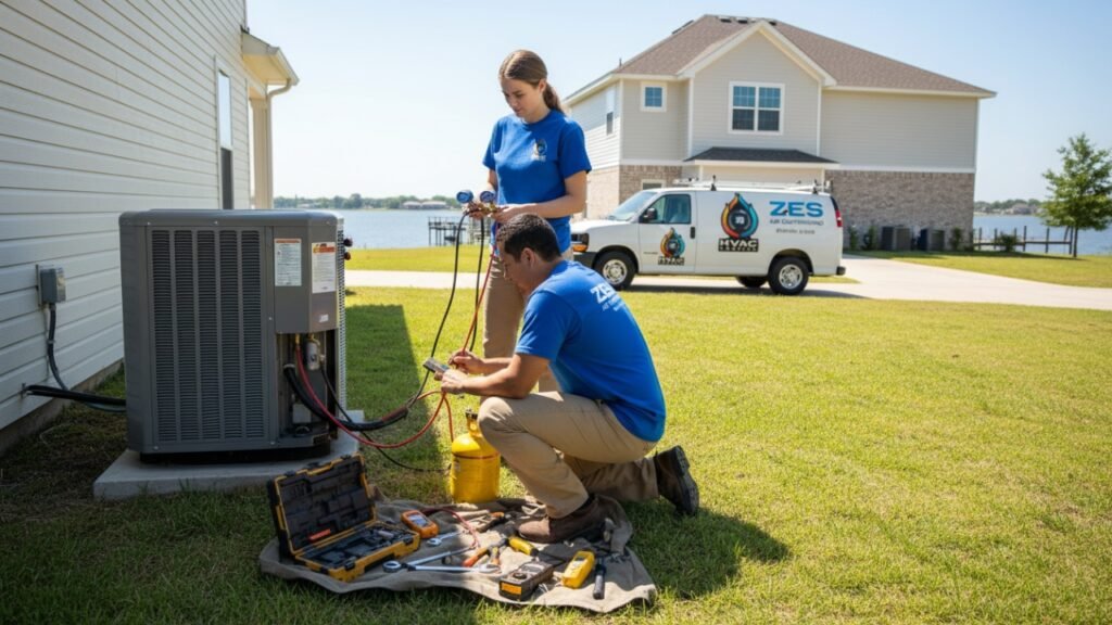 Technicians doing HVAC maintenance