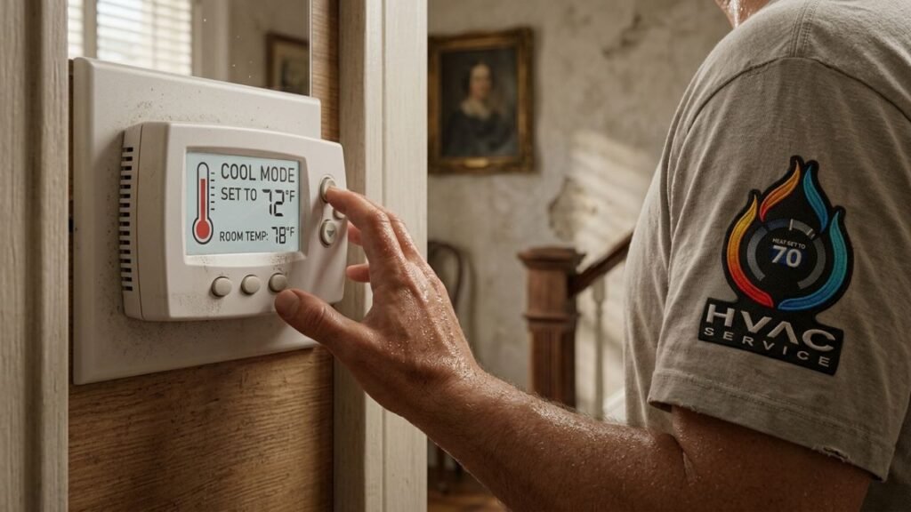 Checking thermostat when air conditioner won’t cool in New Orleans home