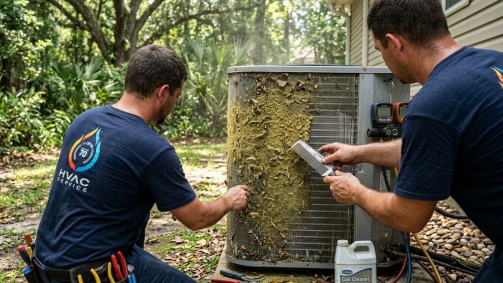 Dirty condenser coil leading to poor cooling in Pearl River LA