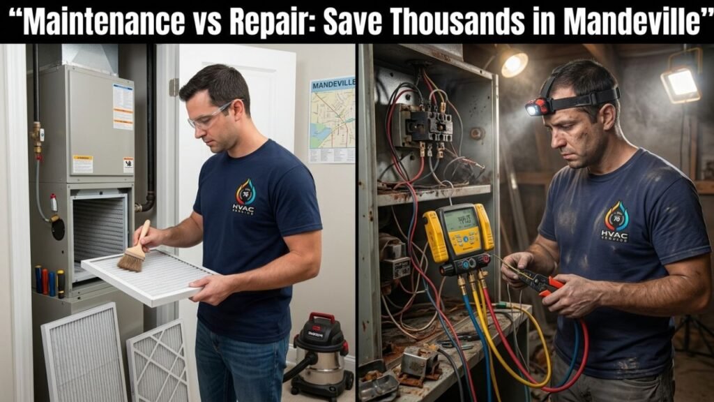 HVAC maintenance vs repair cost comparison in Mandeville