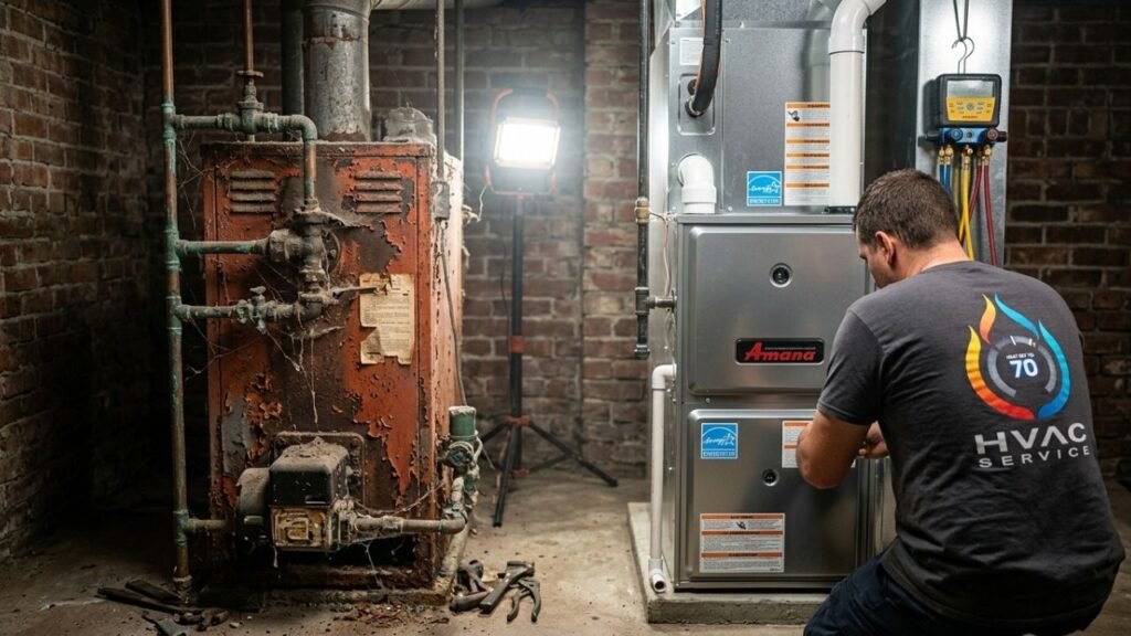 Old heating system versus new replacement in New Orleans home