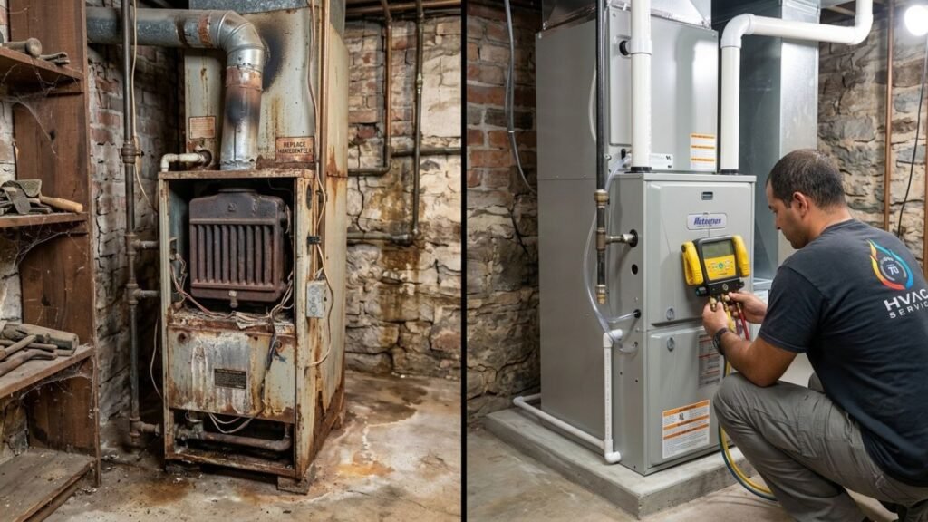 Old heating system vs new replacement in New Orleans home
