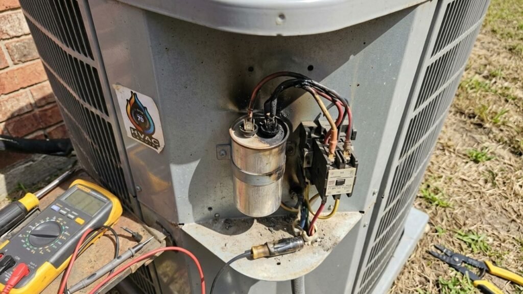Failed AC capacitor causing compressor not to start