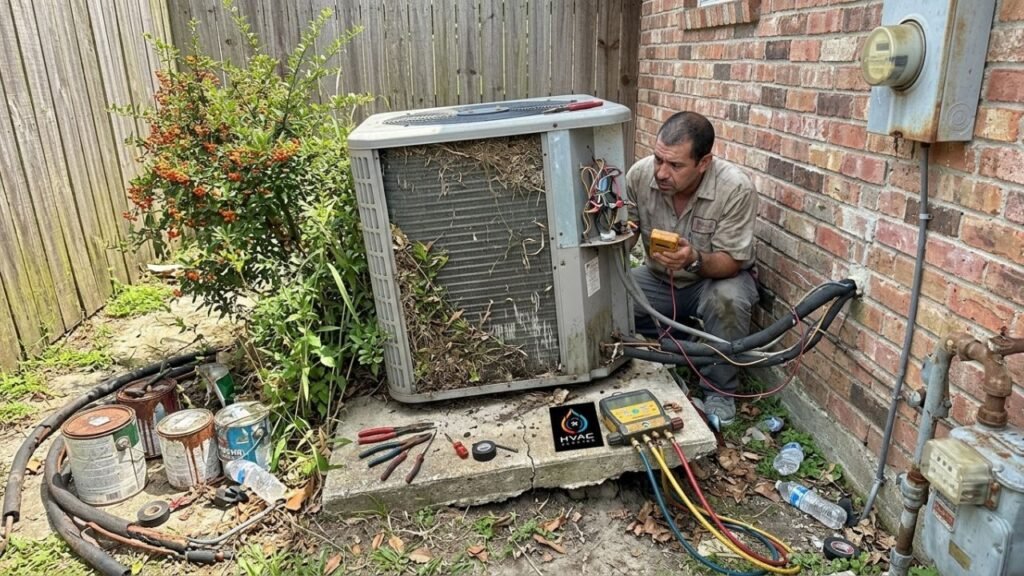 Incorrectly installed outdoor AC unit causing long-term problems