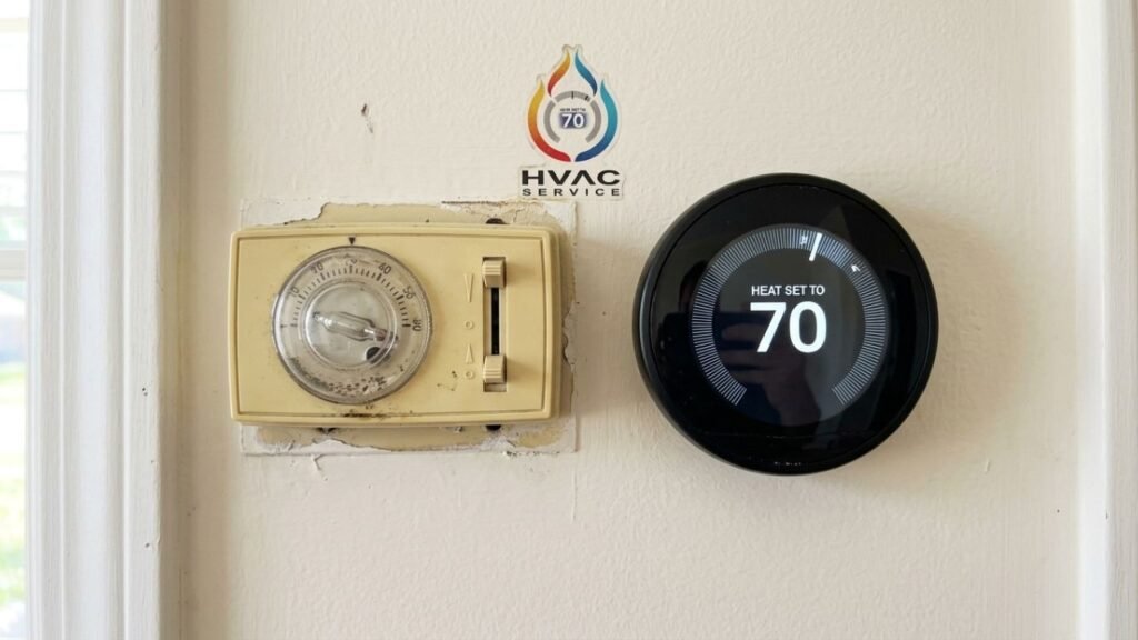 Old vs new thermostat for better AC control in Gretna