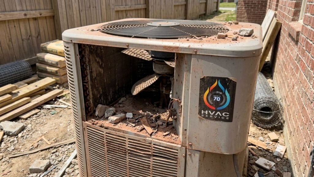 AC unit damaged by construction dust in Gretna LA