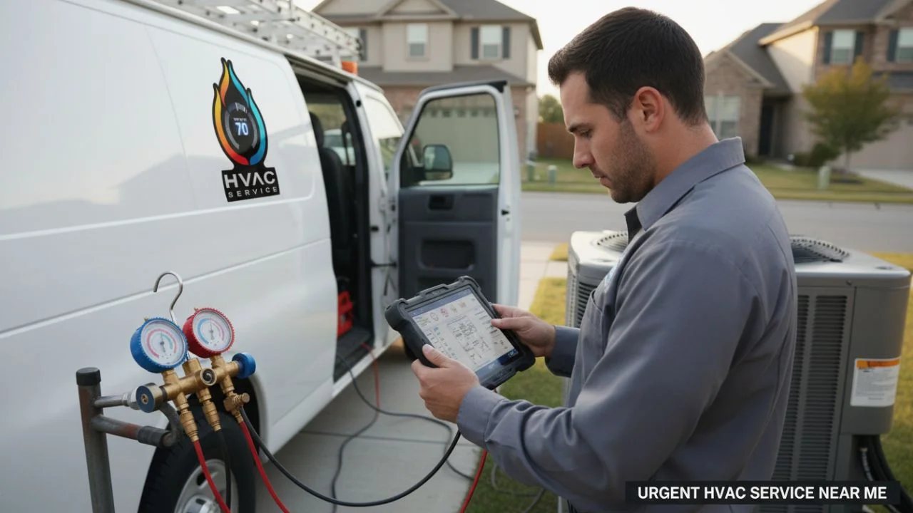 Technician testing airflow after HVAC repair New Orleans