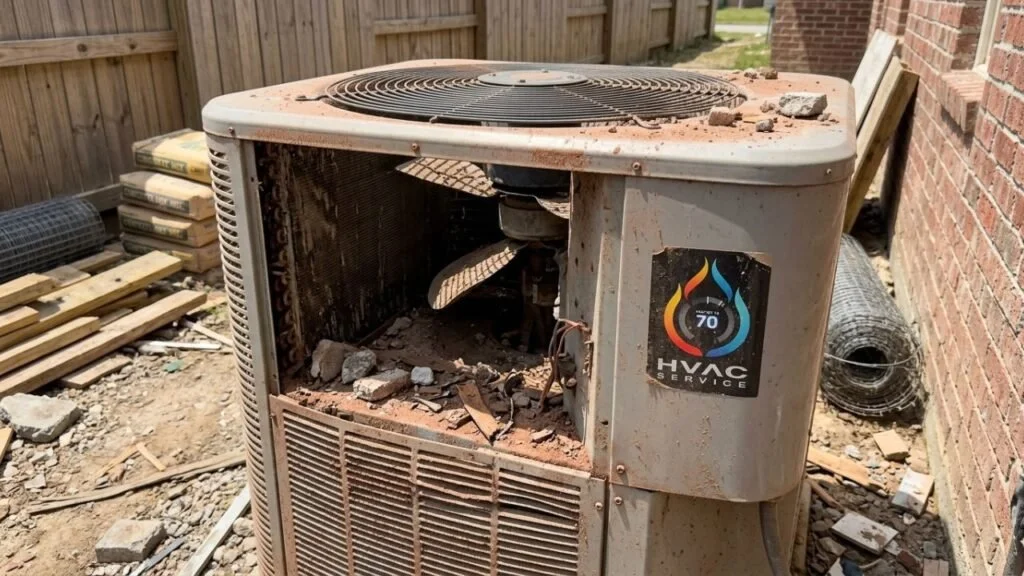 AC unit damaged by construction dust in Gretna LA